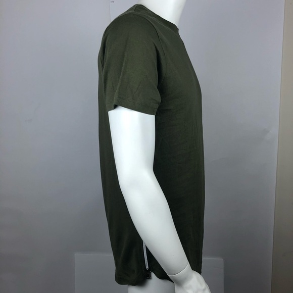 WTO2 Mens Olive Green Size M Side Zipper Short Tee - Picture 4 of 8